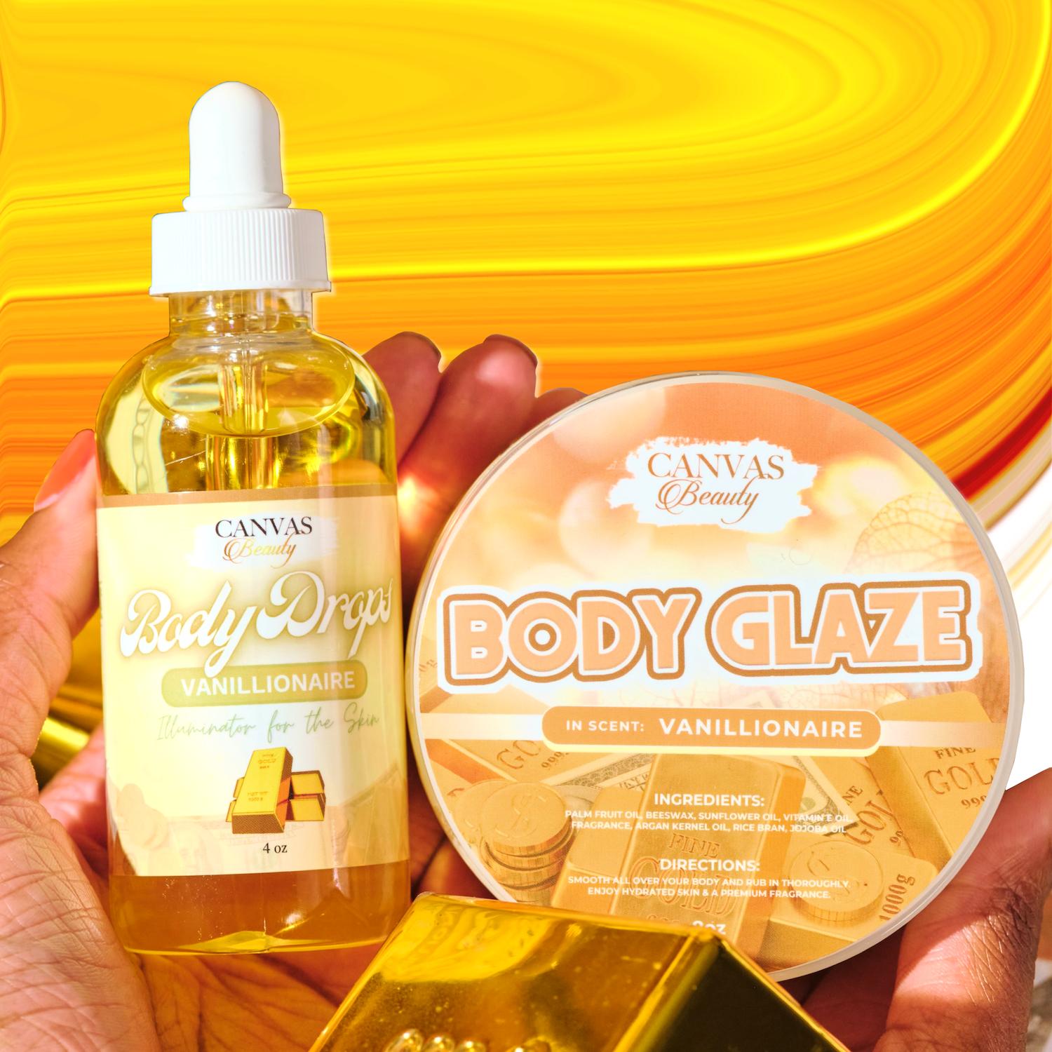 BODY GLAZE & BODY DROPS DUO: VANILLIONAIRE – CANVAS BEAUTY BRAND