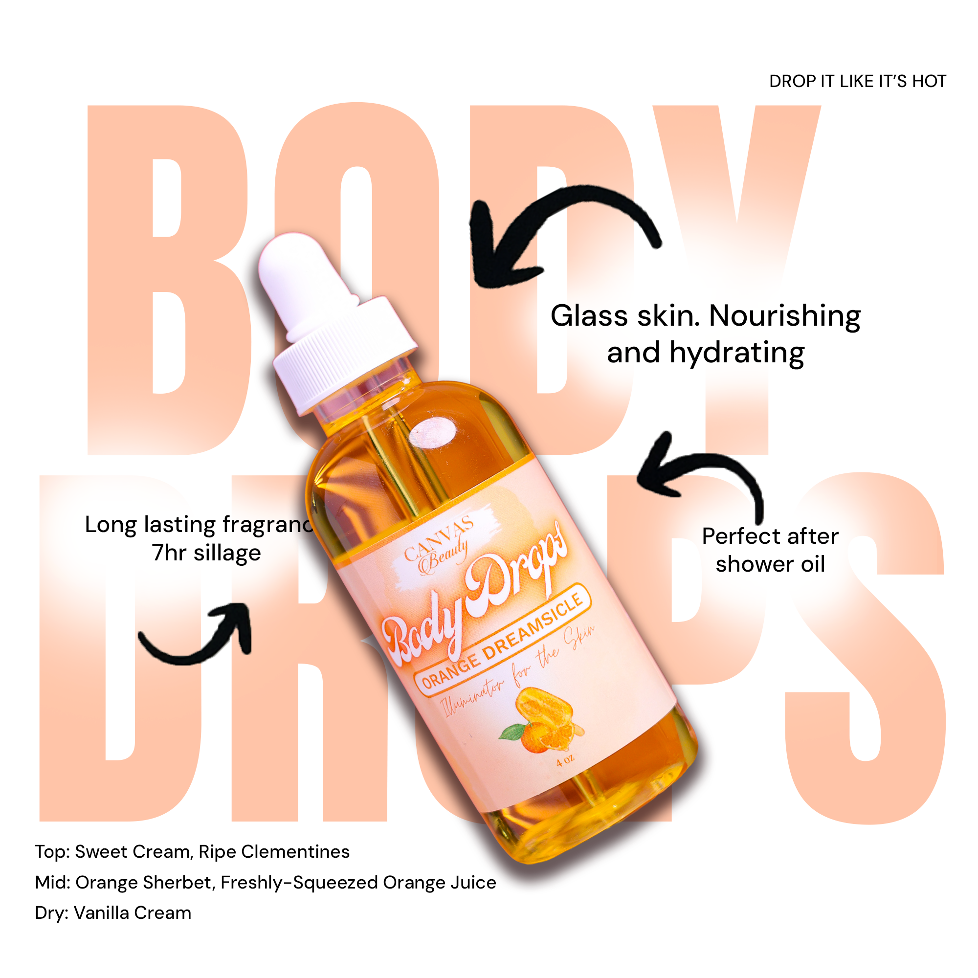 NEW) BODY DROPS: ORANGE DREAMSICLE – CANVAS BEAUTY BRAND